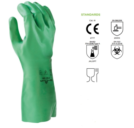 Picture of SHOWA 100% Biodegradable Unsupported Glove with EBT Technology Cotton Flock Lining 330mm Long