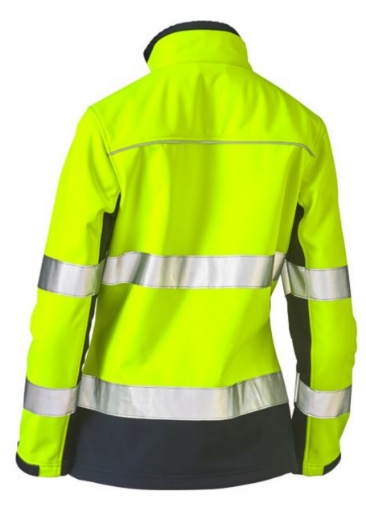 Picture of BISLEY Womens Taped Two Tone Hi Vis Soft Shell Jacket 310gsm