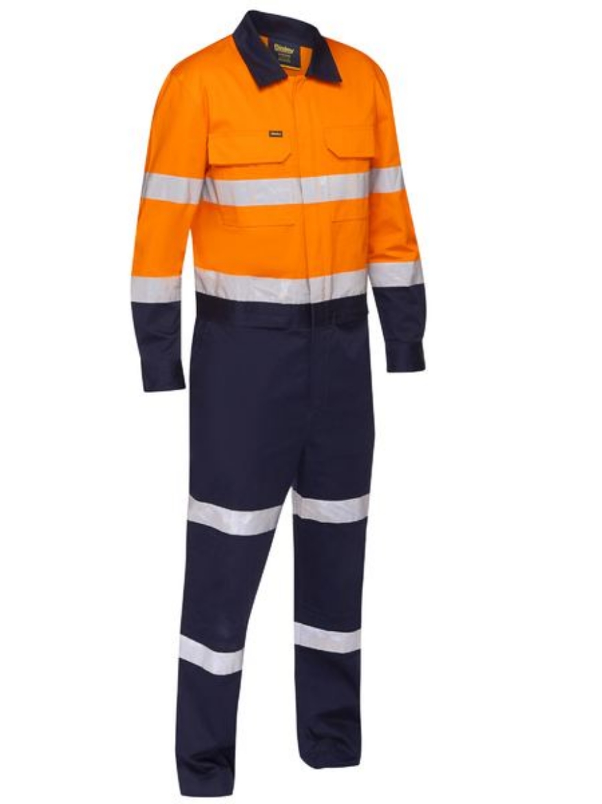 Picture of BISLEY 3M Taped Hi Vis Coverall with Waist Zip Opening 100% Cotton Preshrunk Drill 310gsm