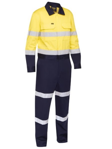 Picture of BISLEY 3M Taped Hi Vis Coverall with Waist Zip Opening 100% Cotton Preshrunk Drill 310gsm
