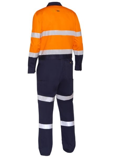Picture of BISLEY 3M Taped Hi Vis Coverall with Waist Zip Opening 100% Cotton Preshrunk Drill 310gsm