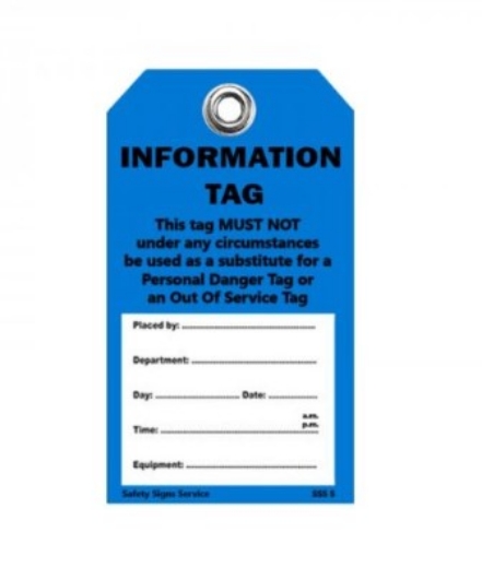 Picture of BRADY Information Tag with a 8mm Diameter Hole Blue/Black Cardstock