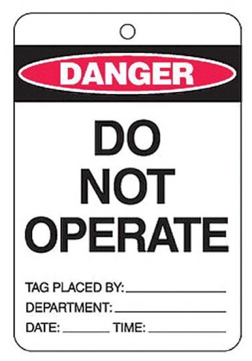 Picture of BRADY lockout Tags - Danger Do Not Operate - Poly H150mm x W100mm Pk 10