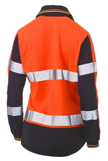 Picture of BISLEY Women's Taped Two Tone Hi Vis V-Neck Polyester Mesh Polo Shirt 140gsm L/S