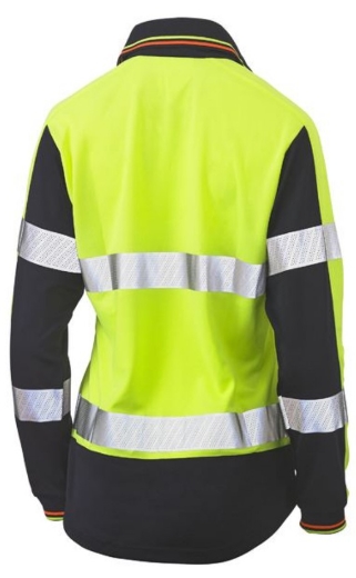 Picture of BISLEY Women's Taped Two Tone Hi Vis V-Neck Polyester Mesh Polo Shirt 140gsm L/S