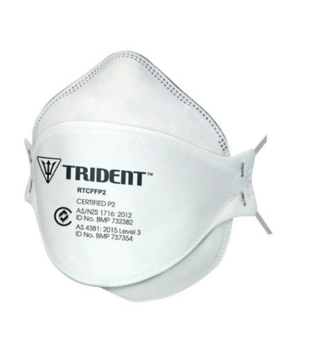 Picture of TRIDENT™ P2 DISPOSABLE Level 3 Surgical Flat Fold Respirator REGULAR. (20 x respirators  per box)