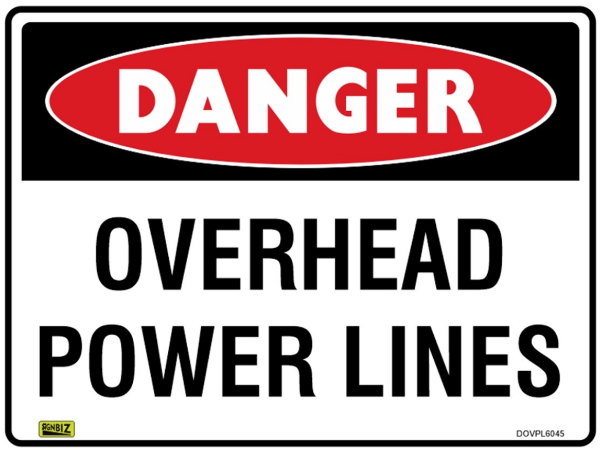 Picture of SIGN Danger Over Head Power Lines 600 x 450mm 1.4mm Polypropylene