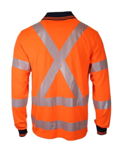 Picture of DNC Hi Vis Segmented Tape X Back 100% Polyester Micromesh Polo Shirt 175gsm L/S