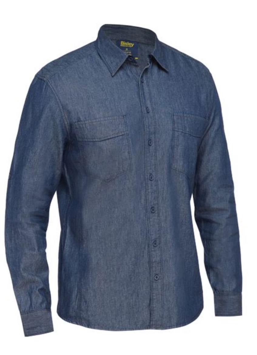 Picture of BISLEY MENS - DENIM WORK SHIRT L/S