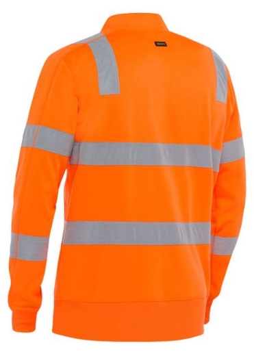 Picture of BISLEY Hi Vis Orange Taped VIC Rail Approved 1/4 Zip Pullover Jumper 300gsm