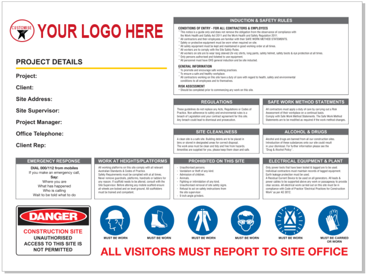 Picture of SIGN Project Contact Details with CUSTOM LOGO 3mm Flute 900x600mm