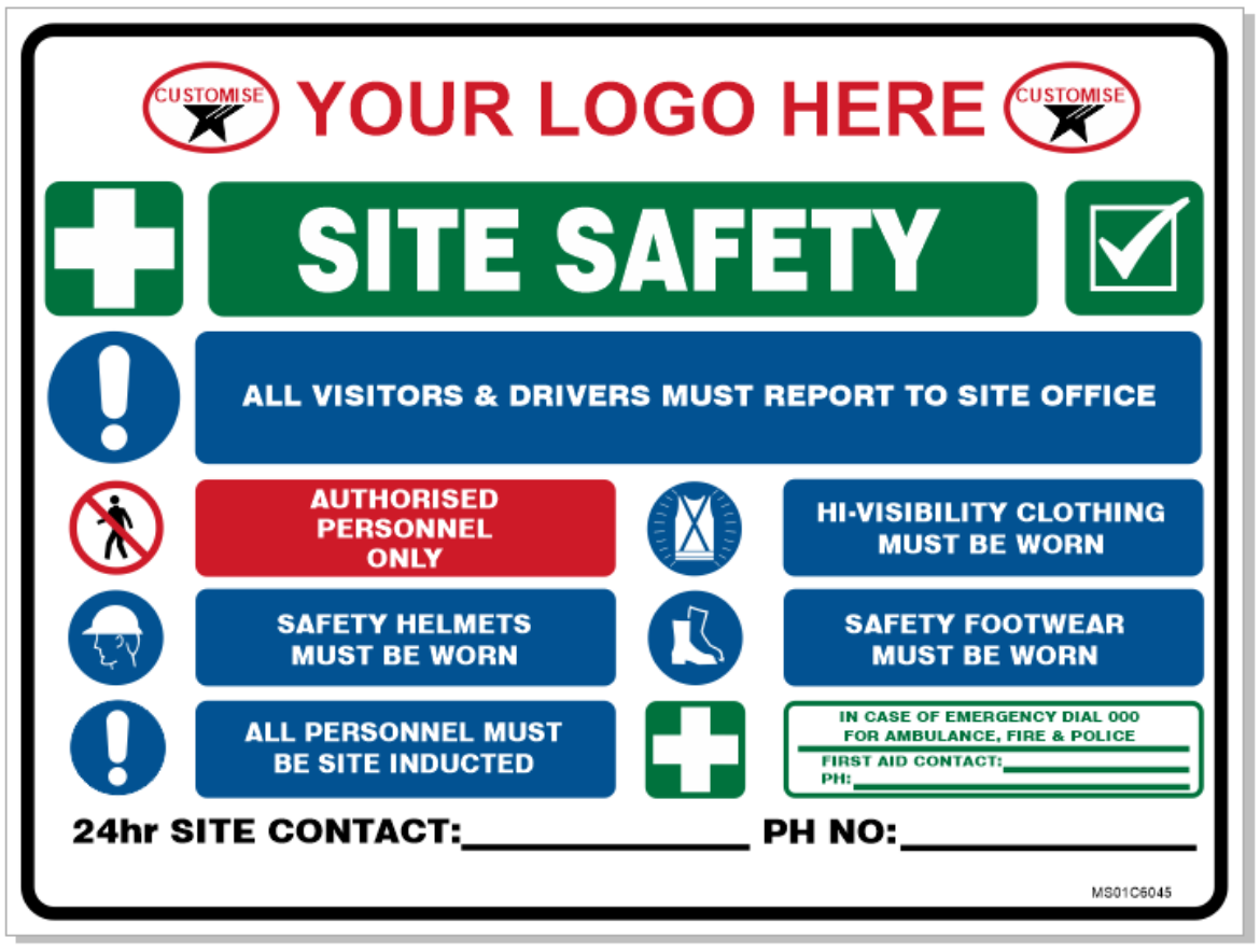 Picture of SIGN Project SITE SAFETY with CUSTOM LOGO 3mm Flute 900x600mm