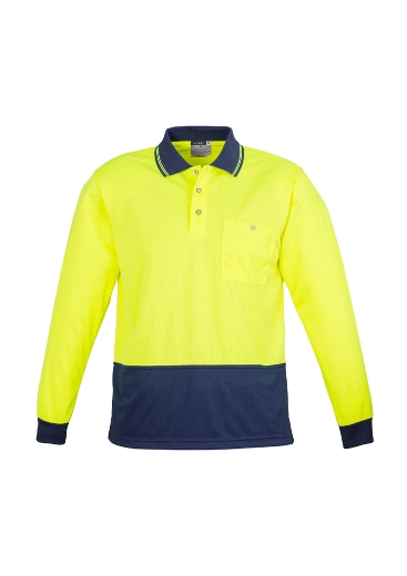 Picture of SYZMIK Unisex Hi Vis Basic Spliced Polo - Long Sleeve