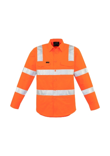 Picture of SYZMIK Mens Hi Vis Orange VIC RAIL 100% Cotton Twill Shirt  L/S - 150gsm