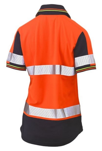 Picture of BISLEY Women's Taped Two Tone Hi Vis V-Neck Polyester Mesh Polo Shirt 140gsm S/S