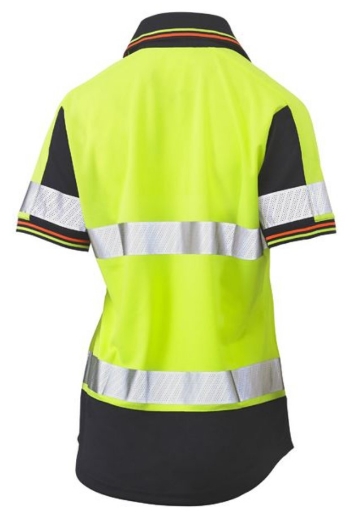 Picture of BISLEY Women's Taped Two Tone Hi Vis V-Neck Polyester Mesh Polo Shirt 140gsm S/S