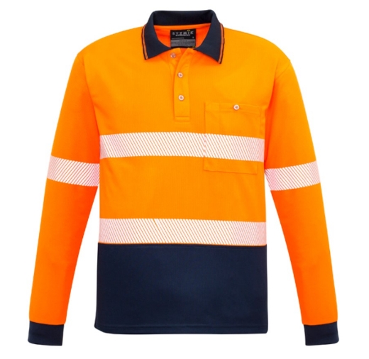 Picture of SYZMIK Unisex Hi Vis Segmented Polo Shirt Hoop Taped 175gsm L/S