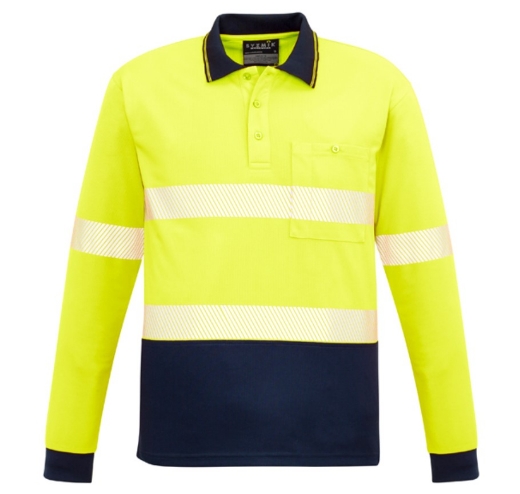 Picture of SYZMIK Unisex Hi Vis Segmented Polo Shirt Hoop Taped 175gsm L/S