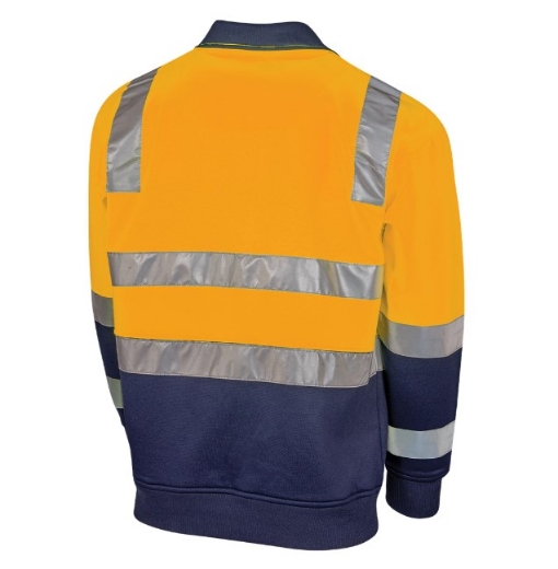 Picture of TRU WORKWEAR 1/4 Zip Fleece Jumper with Reflective Tape VIC Rail SP Orange