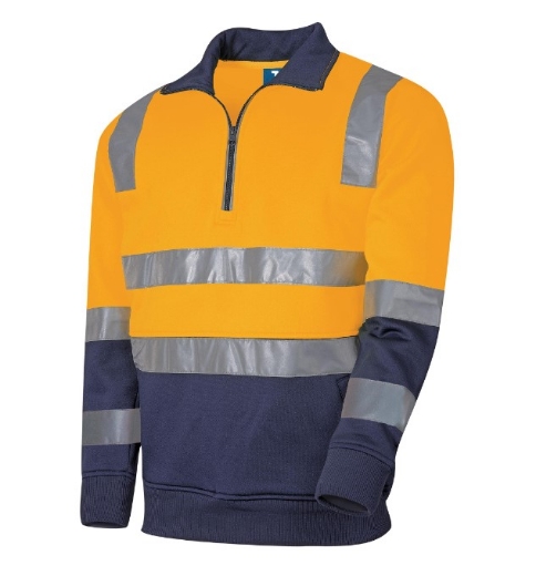 Picture of TRU WORKWEAR 1/4 Zip Fleece Jumper with Reflective Tape VIC Rail SP Orange