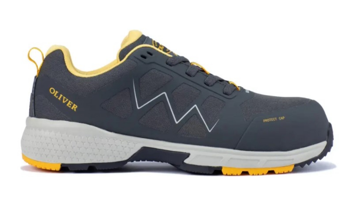 Picture of OLIVER ST40 Series Grey/Yellow Lace Up Sports Shoe Water Resistant Synthetic and TPU Materials Fully Non-Metallic