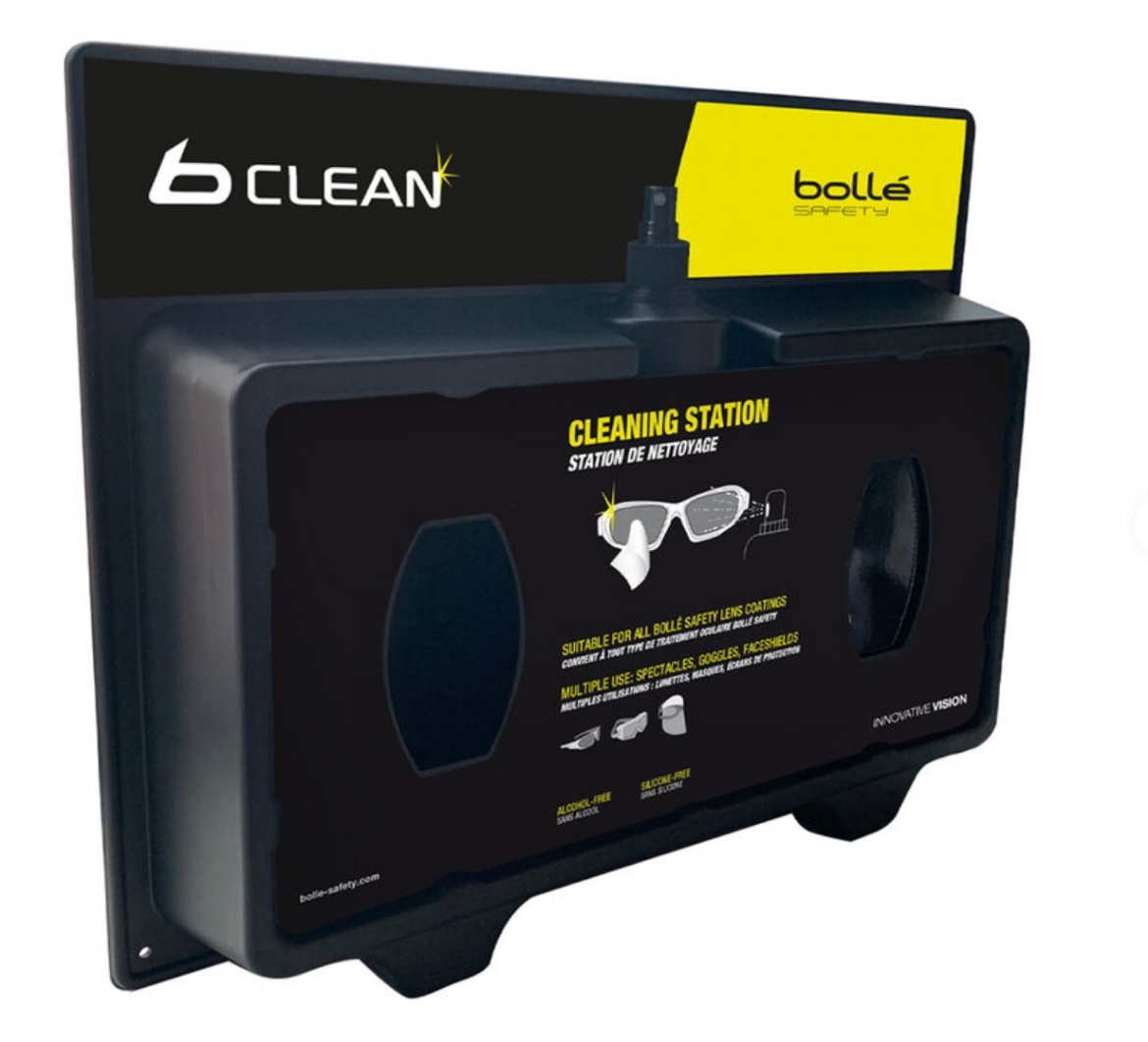 Picture of BOLLE B500 B-Clean Dispenser - 500 Cleaning Tissues/Wipes & 500ml Lens Cleaner (Spray)