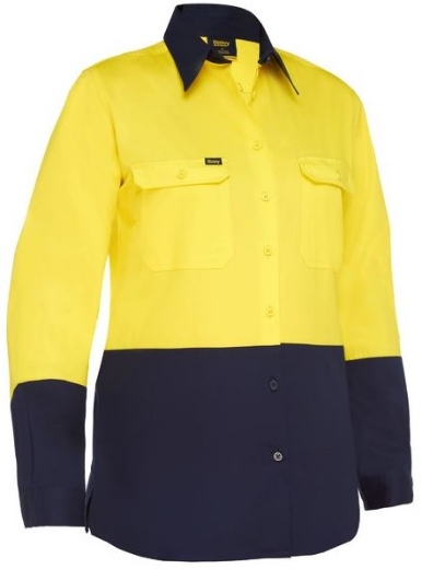 Picture of BISLEY Women's Cool Lightweight Hi Vis 100% Cotton Preshrunk Drill Shirt 155gsm L/S