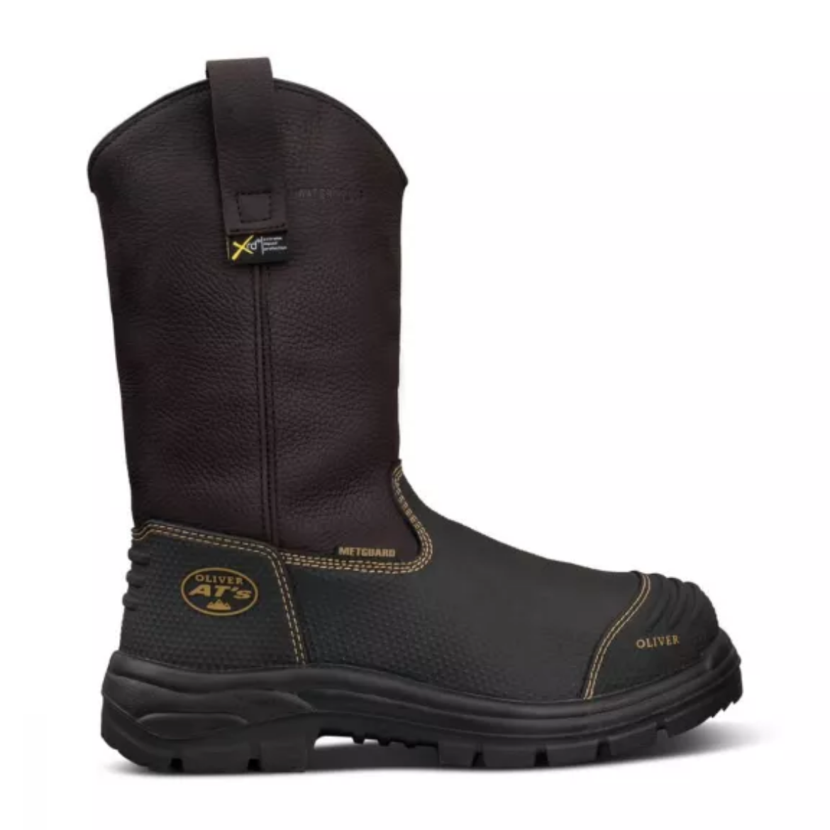 Picture of OLIVER 240MM Brown Pull On Riggers Boot 100% waterproof full grain leather steel toe