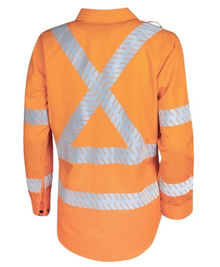 Picture of BOOL Parvotex® Womens SP Orange NSW Rail Regular Weight HRC2 FR Shirt with Segmented Loxyª FR Reflective Tape197gsm