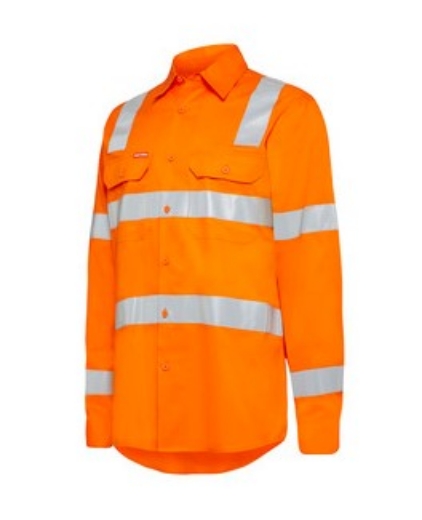 Picture of HARD YAKKA Hi Vis Orange Lightweight with Biomotion VIC Rail Compliant  Shirt 145gsm L/S