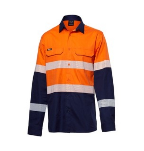 Picture of KING GEE Workcool Pro Hi-Vis Two Tone Stretch Shirt with Bio Motion Reflective Tape 150gsm L/S