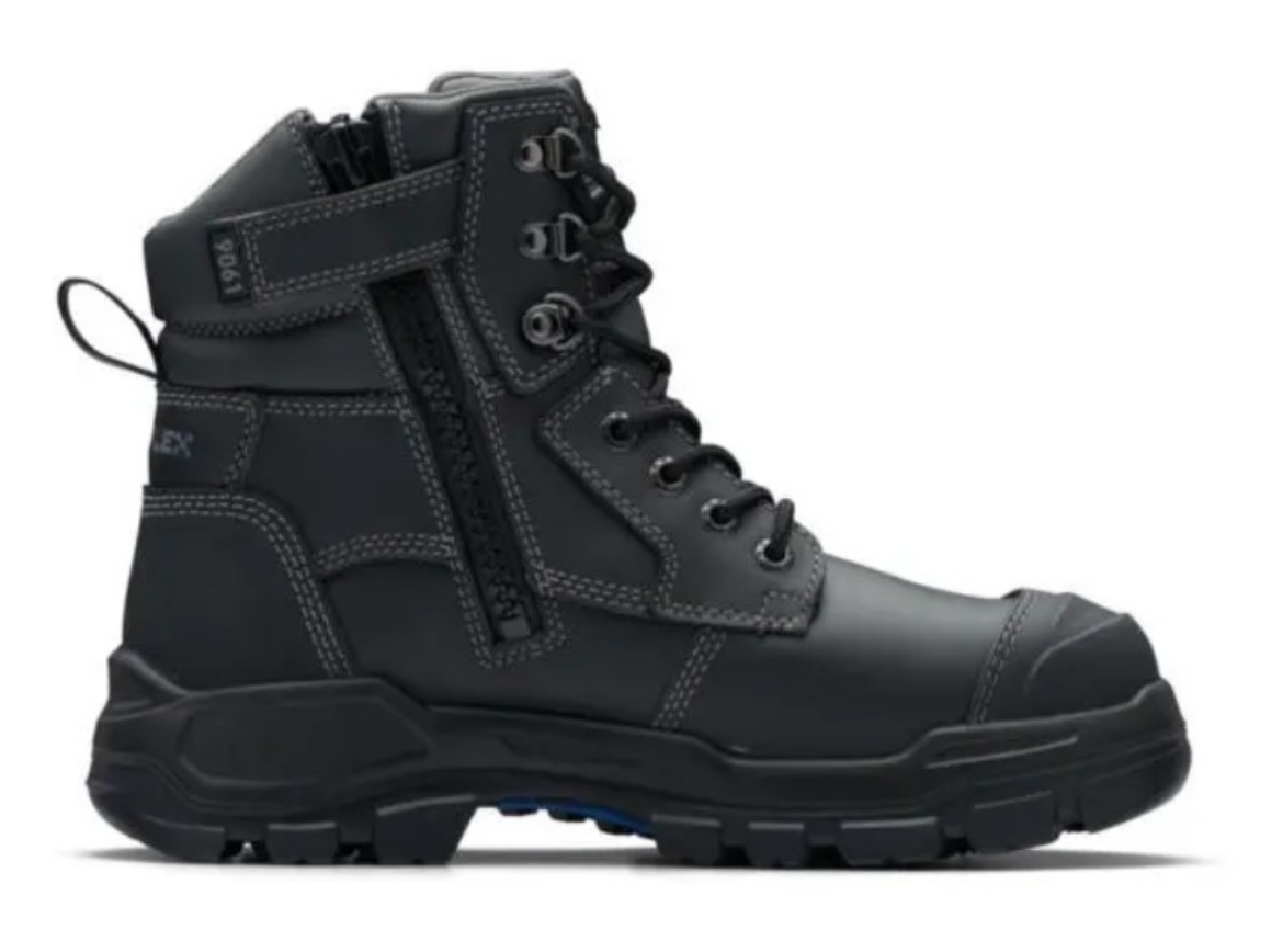 Picture of BLUNDSTONE 150mm RotoFlex Black Water-Resistant Platinum Leather Zip Sided Safety Boot