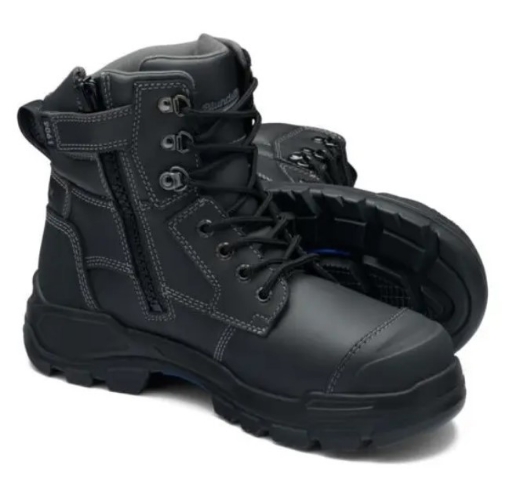 Picture of BLUNDSTONE 150mm RotoFlex Black Water-Resistant Platinum Leather Zip Sided Safety Boot