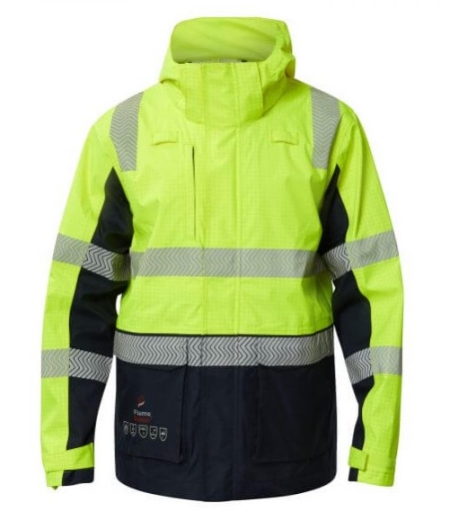 Picture of FLAMEBUSTER Hi Vis FR HRC2 Wet Weather Jacket Segmented Reflective Jacket