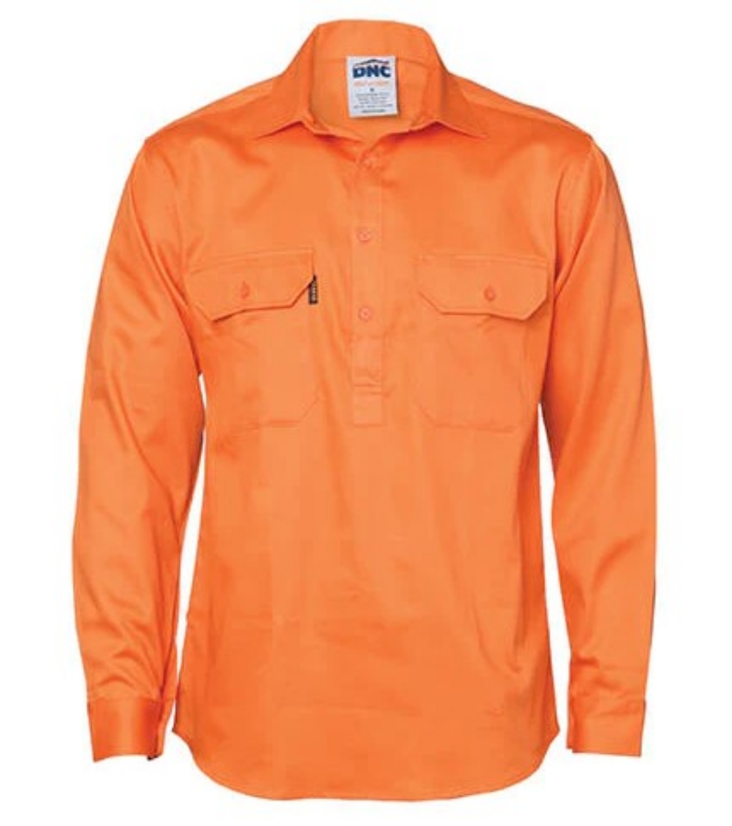 Picture of DNC Closed Front 100% Cotton Drill Shirt 190gsm L/S