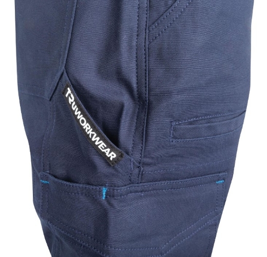 Picture of TRU WORKWEAR Midweight 100% Cotton Navy Stretch Cargo Trousers with Biomotion Reflective Tape