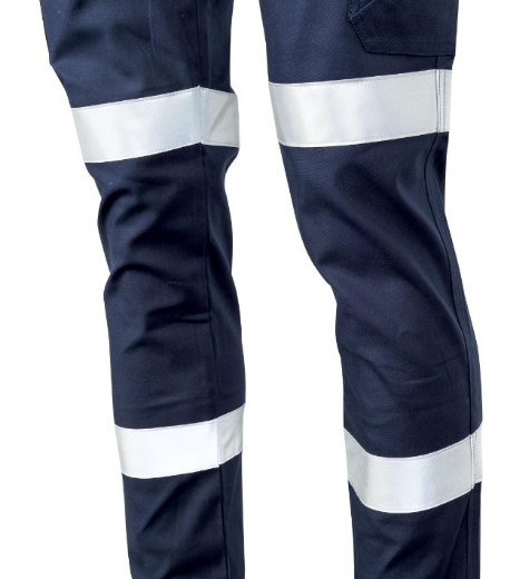 Picture of TRU WORKWEAR Midweight 100% Cotton Navy Stretch Cargo Trousers with Biomotion Reflective Tape