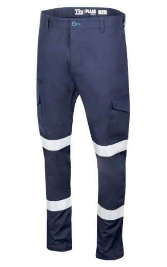 Picture of TRU WORKWEAR Midweight 100% Cotton Navy Stretch Cargo Trousers with Biomotion Reflective Tape