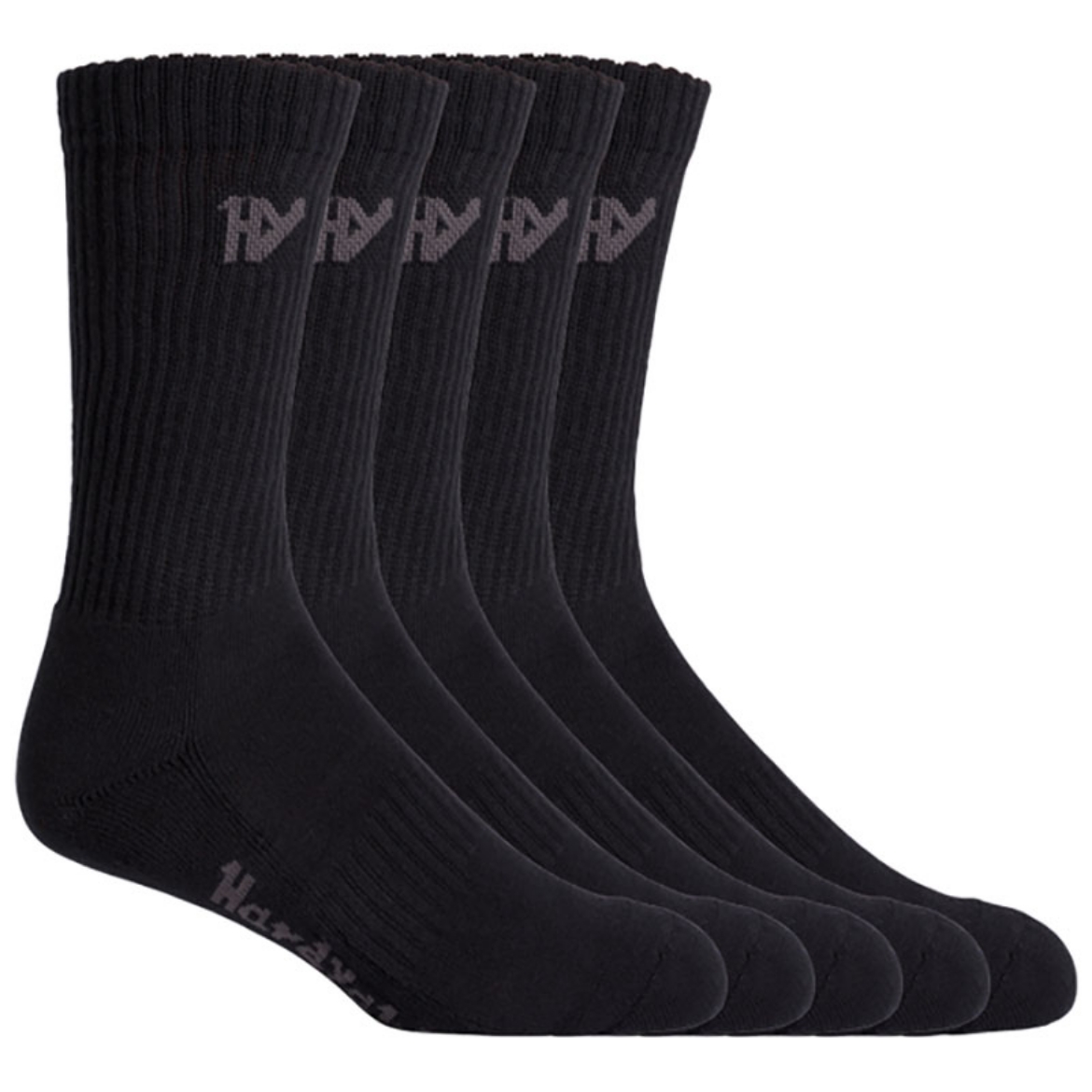 Picture of HARD YAKKA Mens Core Padded Cotton Rich Crew Work Sock Black > Size 7-12