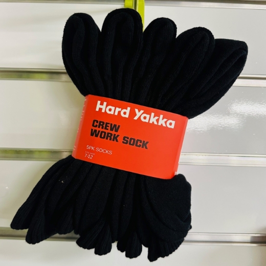 Picture of HARD YAKKA Mens Core Padded Cotton Rich Crew Work Sock Black > Size 7-12