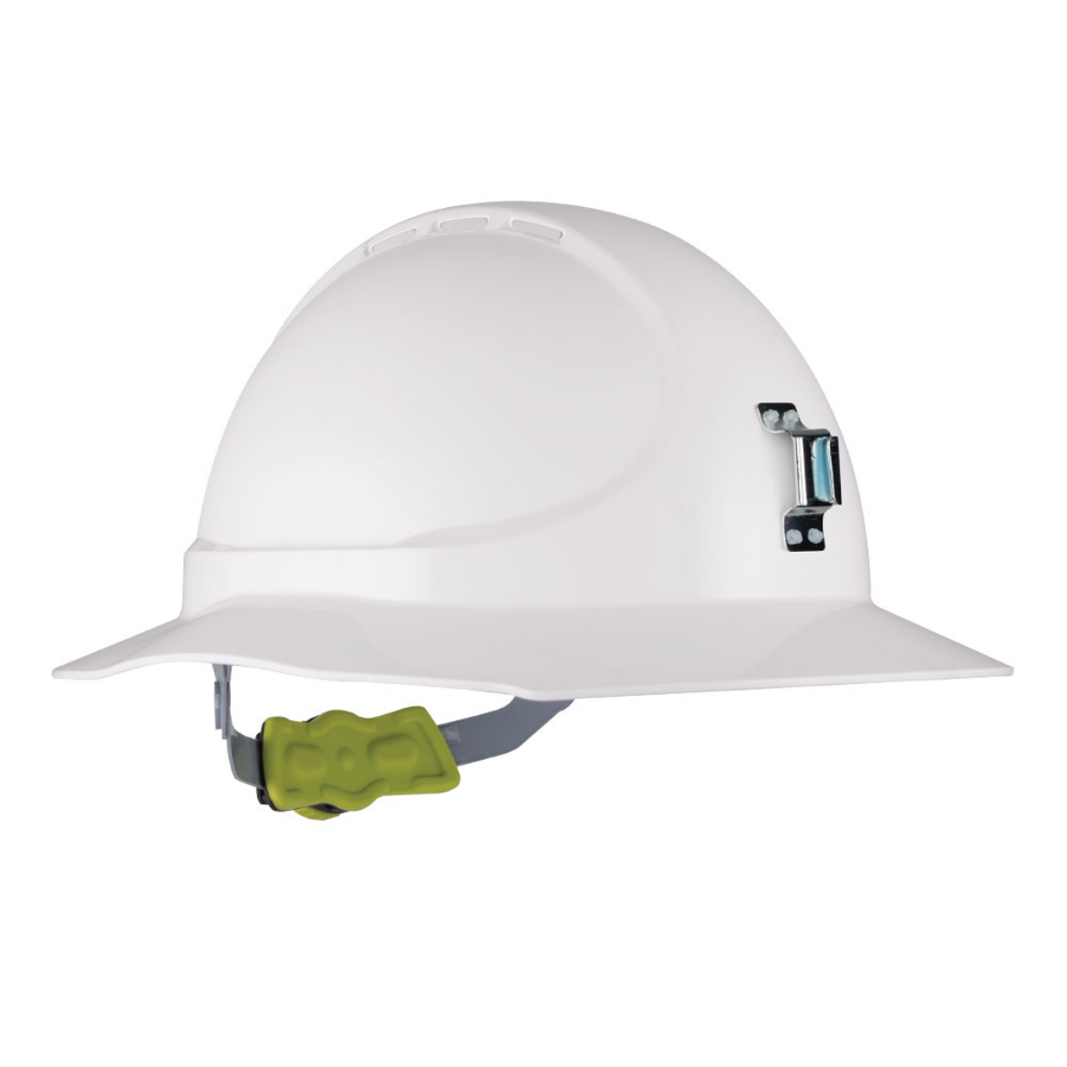 Picture of Force 360 GT16 Type 1 ABS White Non-Vented Broad Brim Miners Hard Hat with Ratchet Harness
