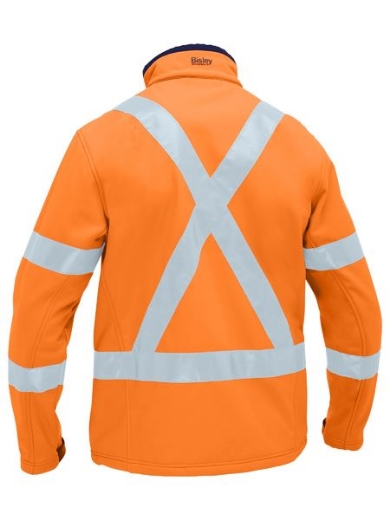 Picture of BISLEY X Taped Hi Vis Rail Orange Soft Shell Jacket 310gsm