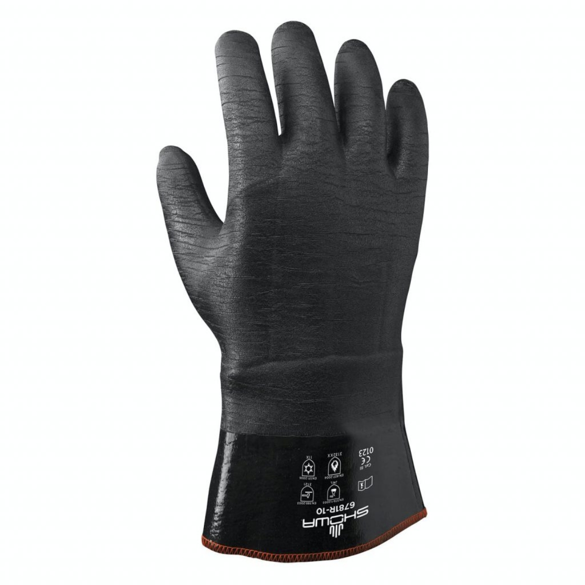 Picture of SHOWA 6781R Chemical Resistant Black Glove with Neoprene coating  305mm (L/10)