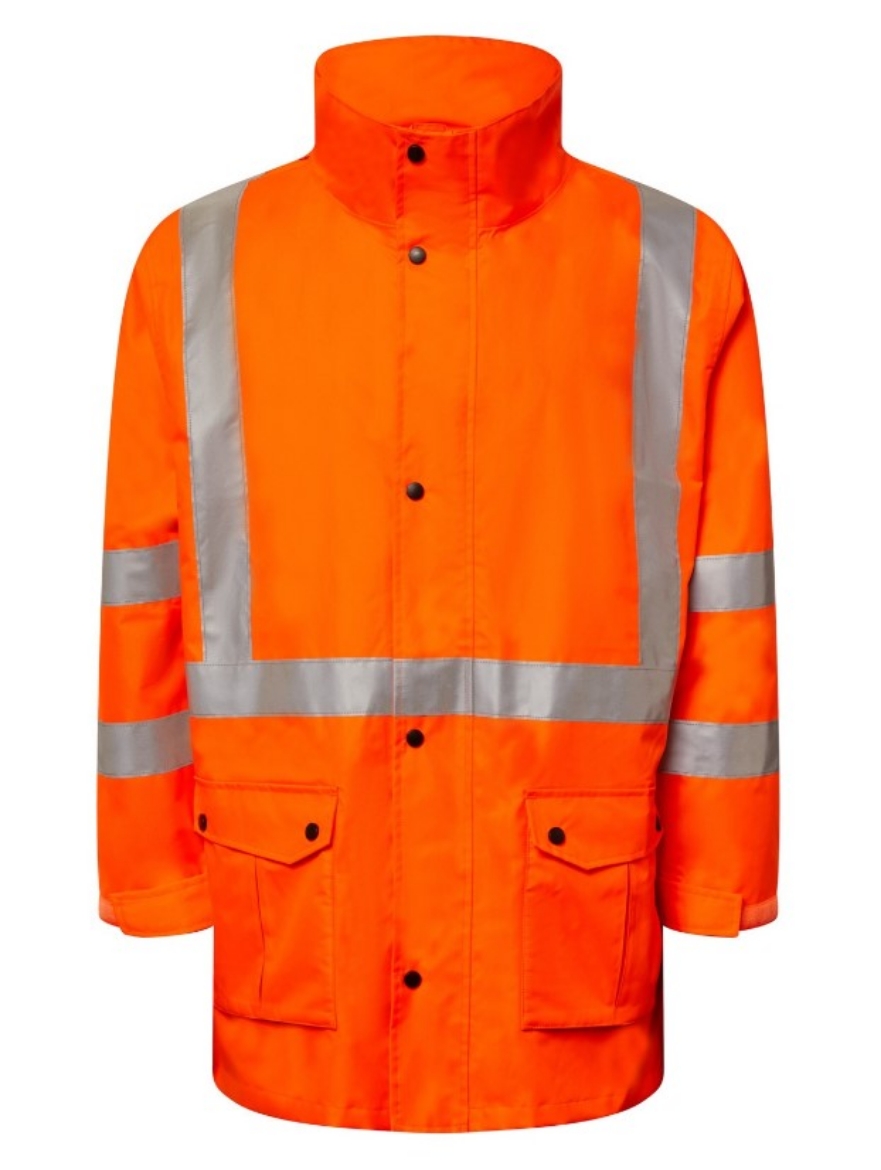 Picture of WORKCRAFT NSW Rail Hi Vis Orange Reflective 4 in 1 Jacket with X Pattern