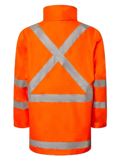 Picture of WORKCRAFT NSW Rail Hi Vis Orange Reflective 4 in 1 Jacket with X Pattern