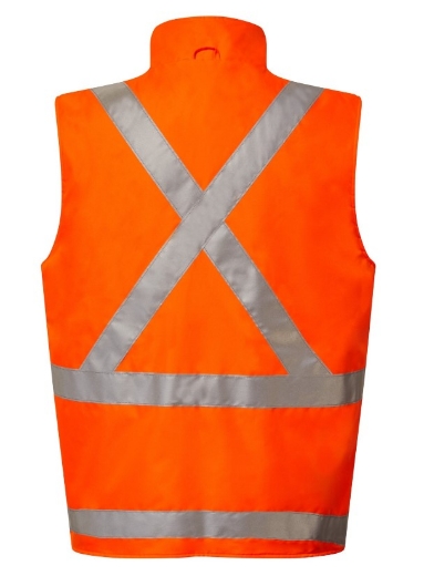 Picture of WORKCRAFT NSW Rail Hi Vis Orange Reflective 4 in 1 Jacket with X Pattern
