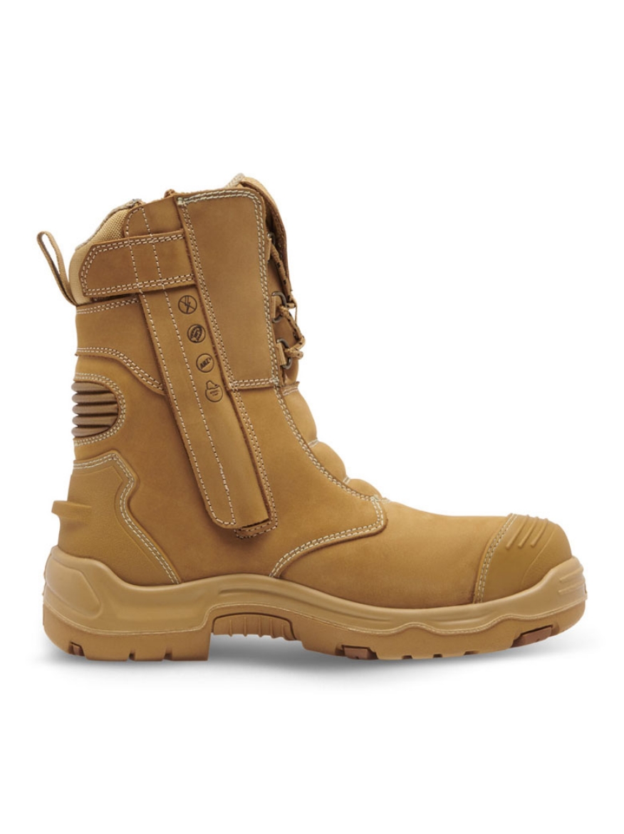 Picture of King Gee Bennu Pro 9 Full Grain Water Resistant Wheat Nubuck Leather Zip Safety Boot