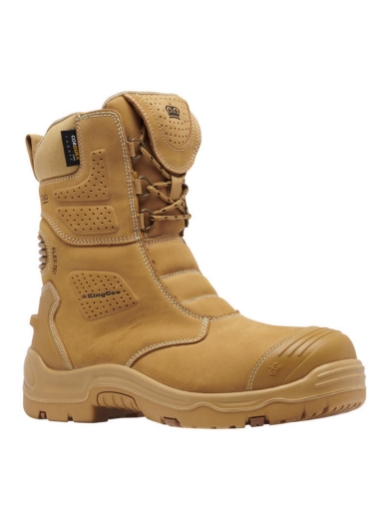Picture of King Gee Bennu Pro 9 Full Grain Water Resistant Wheat Nubuck Leather Zip Safety Boot