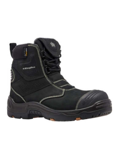 Picture of KING GEE Bennu Pro 6 Black Full Grain Water Resistant  Leather Zip Safety Boot