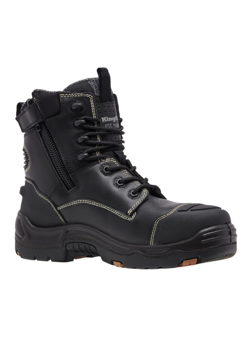 Picture of King Gee Onyx 6CZ EH Black Full Grain Water Resistant  Leather composite Toe Zip Safety Boot